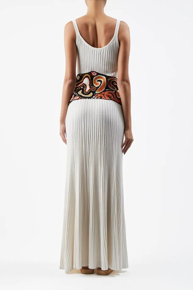 Gabriela Hearst Dresses Women Mila Lace Knit Dress In Ivory Multi Cashmere Silk