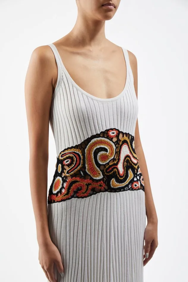 Gabriela Hearst Dresses Women Mila Lace Knit Dress In Ivory Multi Cashmere Silk