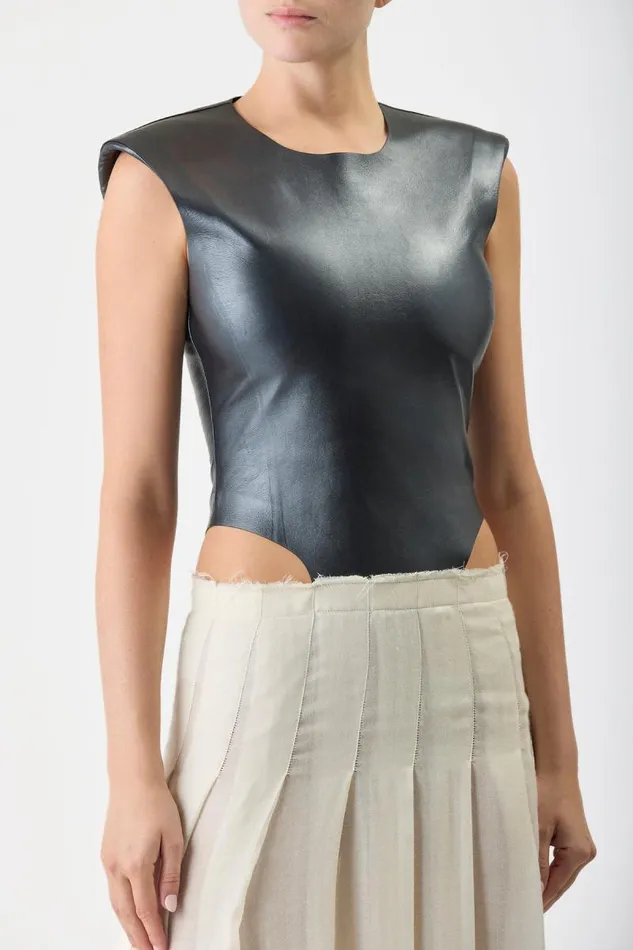 Gabriela Hearst Dresses Women Mina Pleated Dress In Ivory Virgin Wool Cashmere With Metallic Nappa Leather Bodice