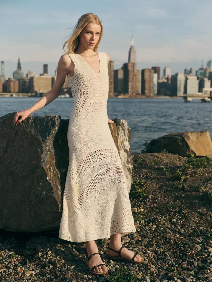 Gabriela Hearst Dresses Women Ocon Crochet Dress In Ivory Wool Cashmere