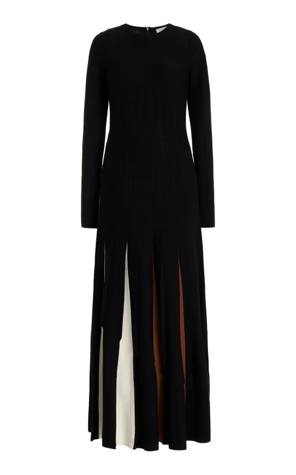 Gabriela Hearst Dresses Women Ottavia Knit Pleated Dress In Black Multi Merino Wool