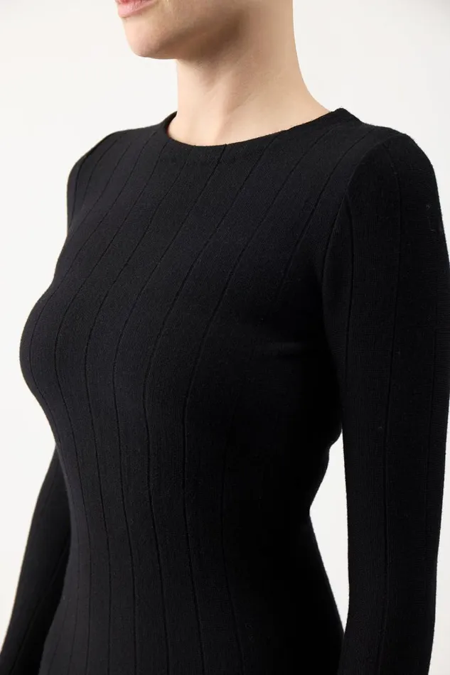 Gabriela Hearst Dresses Women Ottavia Knit Pleated Dress In Black Multi Merino Wool