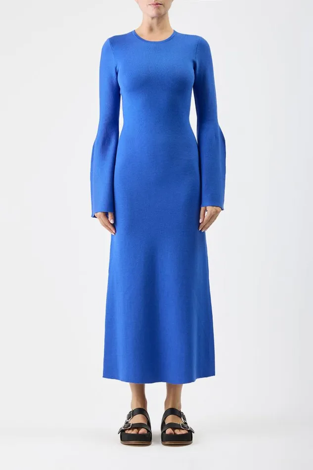 Gabriela Hearst Dresses Women Palanco Knit Dress In Sapphire Merino Wool Cashmere