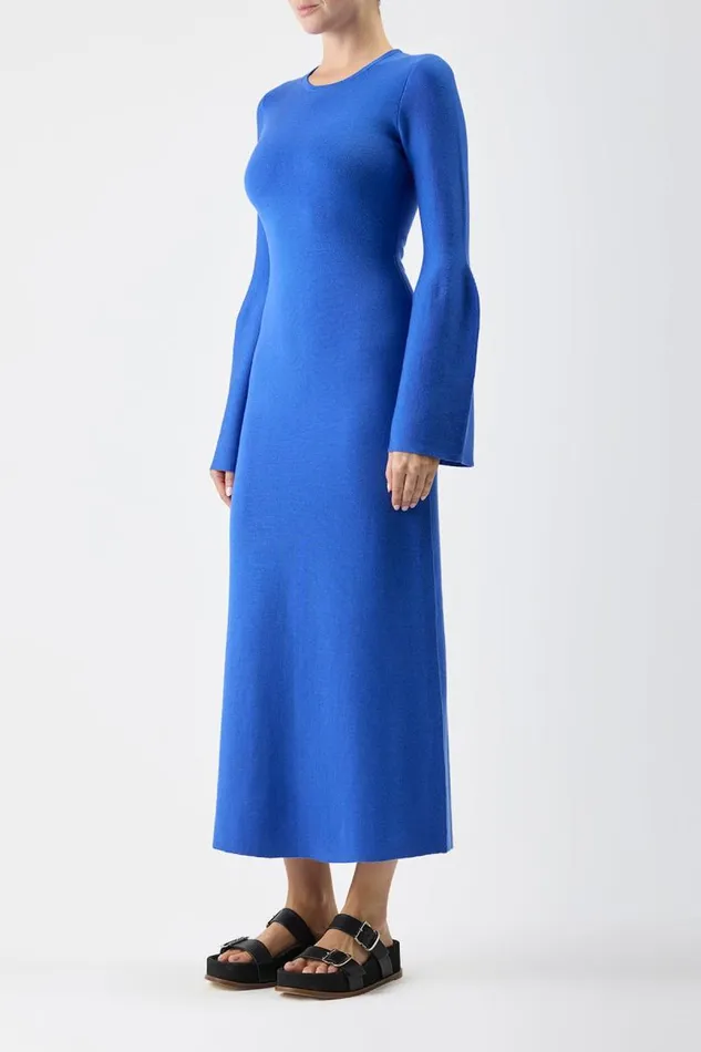 Gabriela Hearst Dresses Women Palanco Knit Dress In Sapphire Merino Wool Cashmere