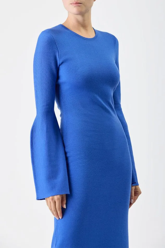 Gabriela Hearst Dresses Women Palanco Knit Dress In Sapphire Merino Wool Cashmere