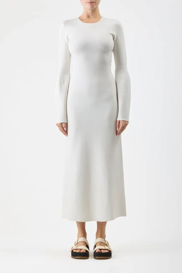 Gabriela Hearst Dresses Women Palanco Knit Dress In White Merino Wool Cashmere