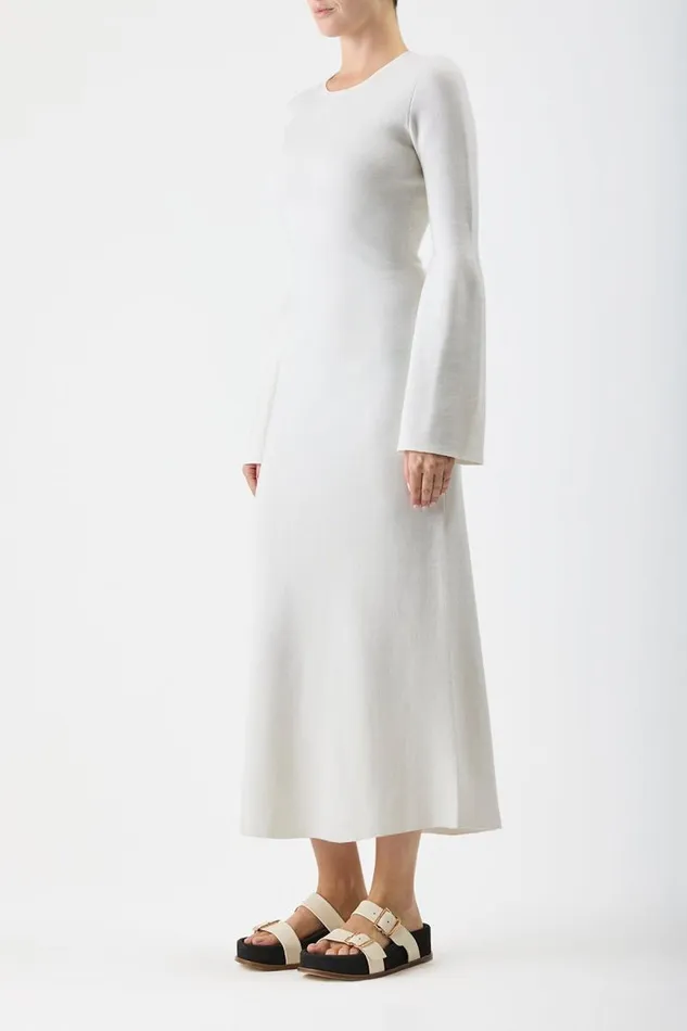 Gabriela Hearst Dresses Women Palanco Knit Dress In White Merino Wool Cashmere