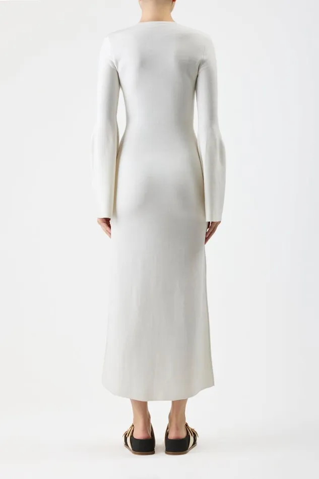 Gabriela Hearst Dresses Women Palanco Knit Dress In White Merino Wool Cashmere
