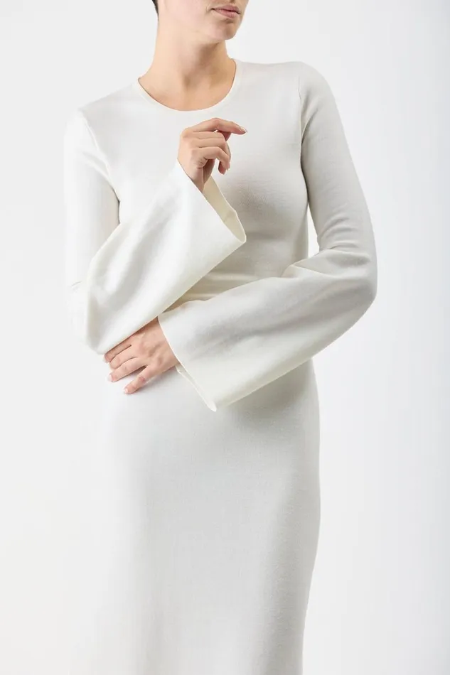 Gabriela Hearst Dresses Women Palanco Knit Dress In White Merino Wool Cashmere