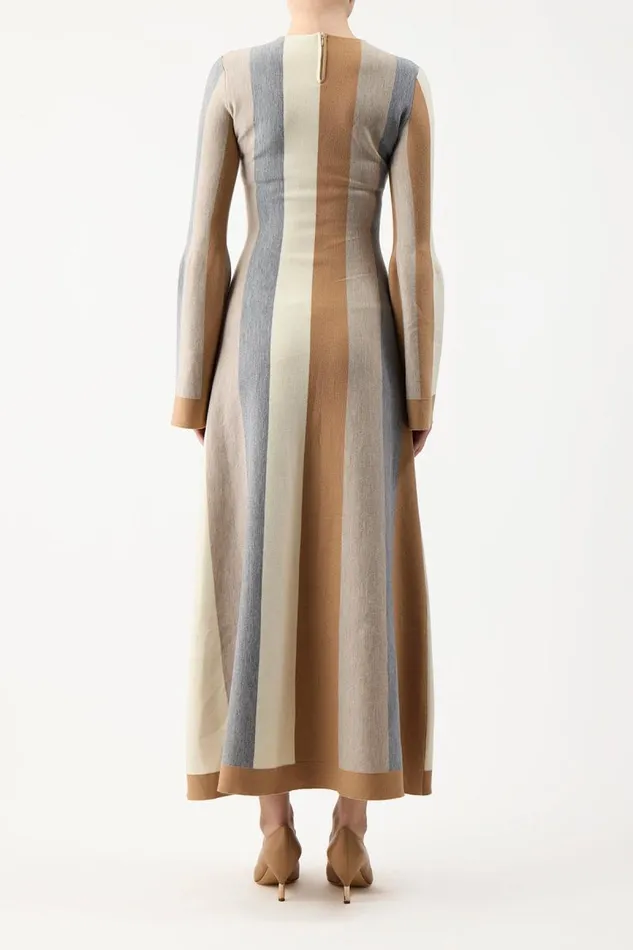 Gabriela Hearst Dresses Women Quinlan Knit Dress In Ivory Multi Striped Merino Wool Cashmere
