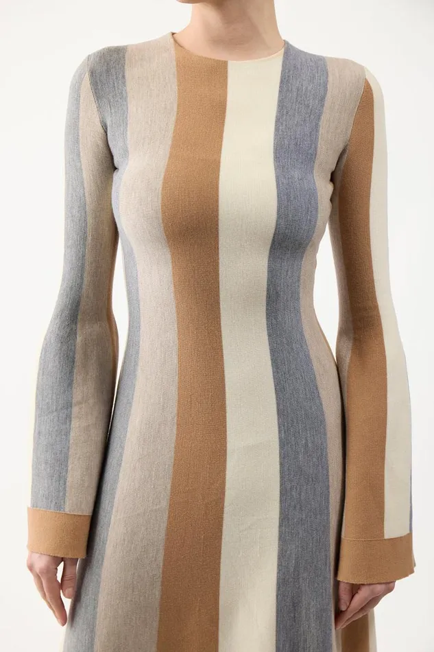 Gabriela Hearst Dresses Women Quinlan Knit Dress In Ivory Multi Striped Merino Wool Cashmere