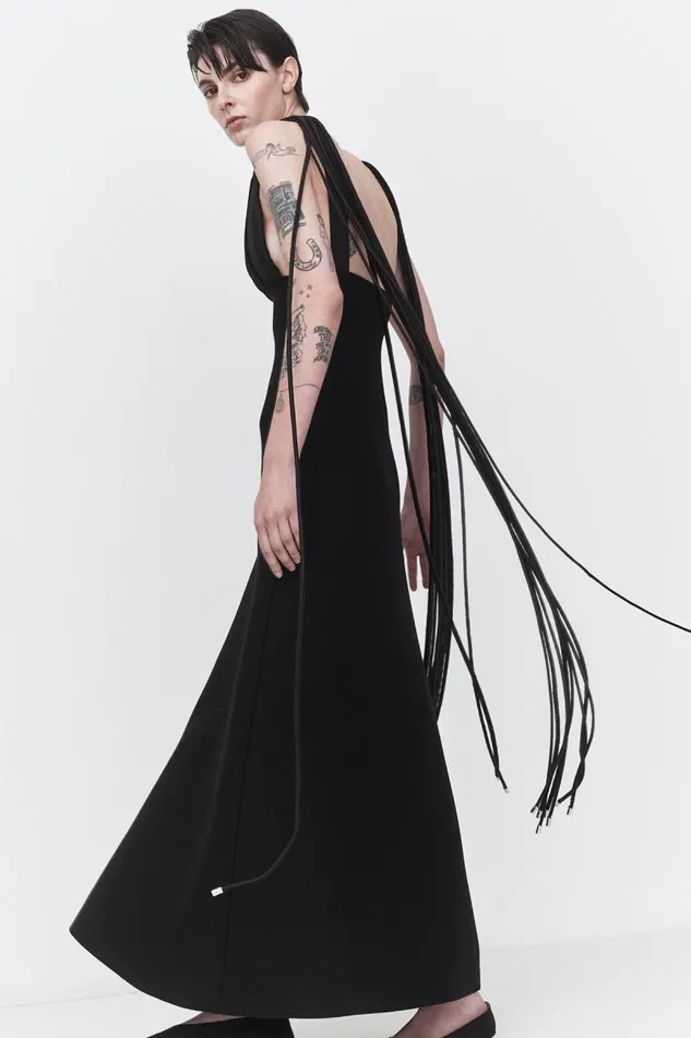 Gabriela Hearst Dresses Women Renato Fringe Dress In Black Merino Wool