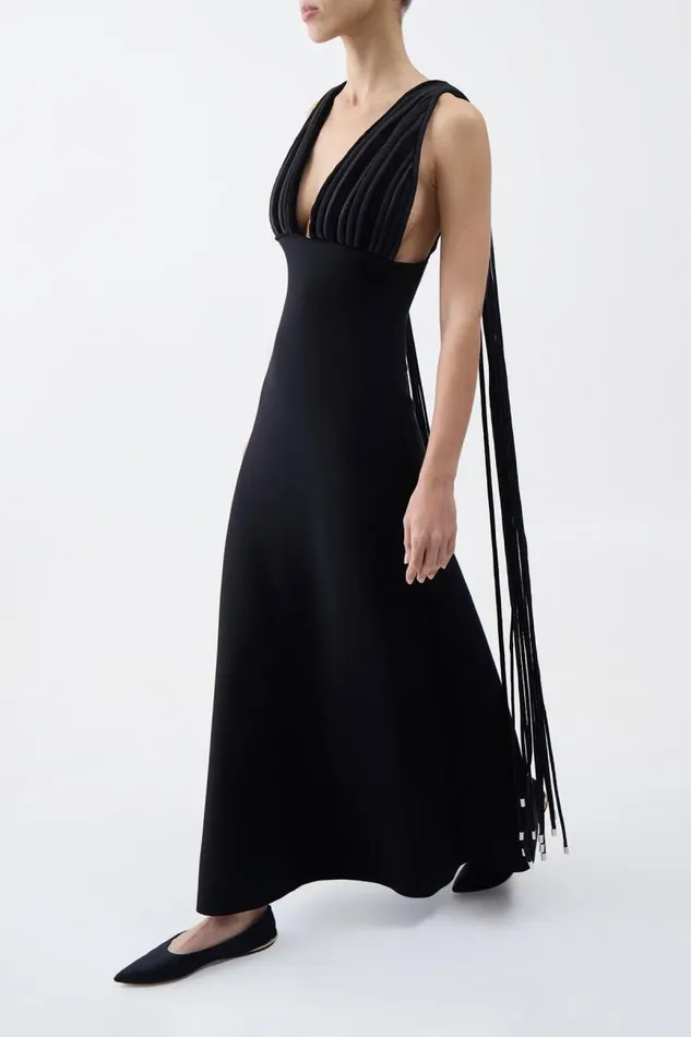 Gabriela Hearst Dresses Women Renato Fringe Dress In Black Merino Wool
