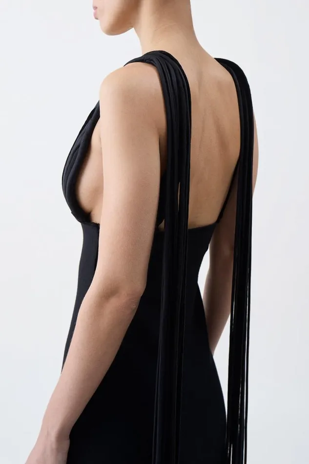 Gabriela Hearst Dresses Women Renato Fringe Dress In Black Merino Wool