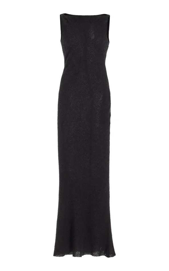 Gabriela Hearst Dresses Women Seren Dress In Black Silk Cashgora Boucle Gauze Gabriela Hearst Dresses Women Seren Dress In Black Silk Cashgora Boucle Gauze