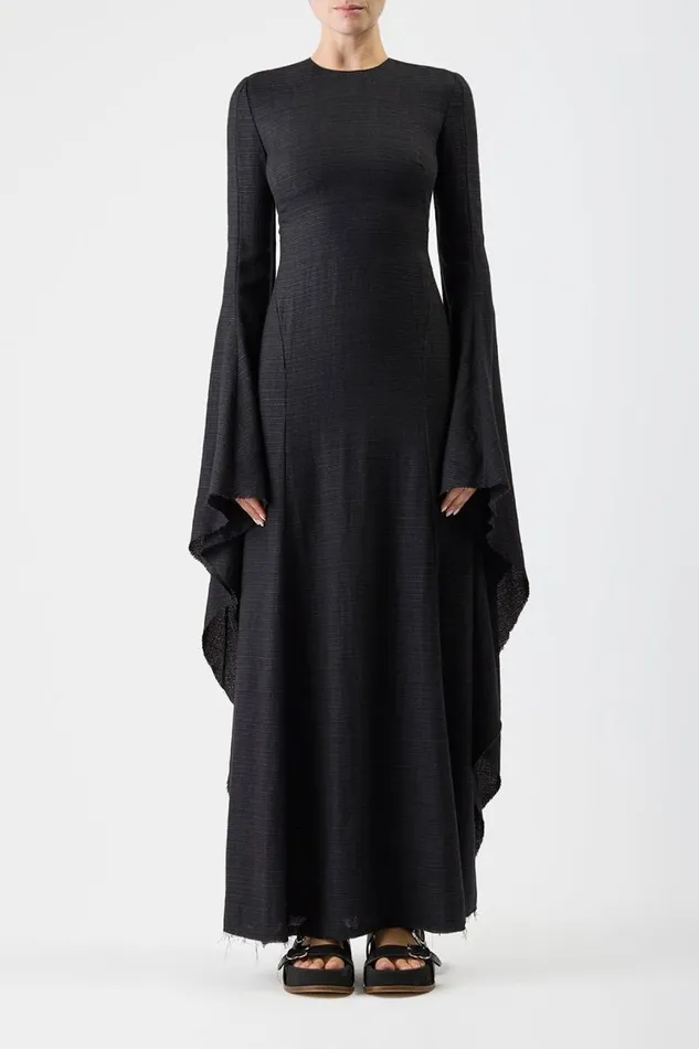 Gabriela Hearst Dresses Women Sigrud Draped Dress In Black Wool Silk Gauze
