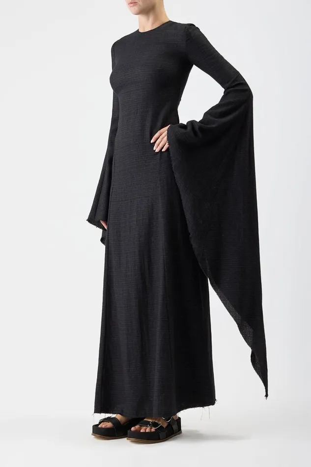 Gabriela Hearst Dresses Women Sigrud Draped Dress In Black Wool Silk Gauze