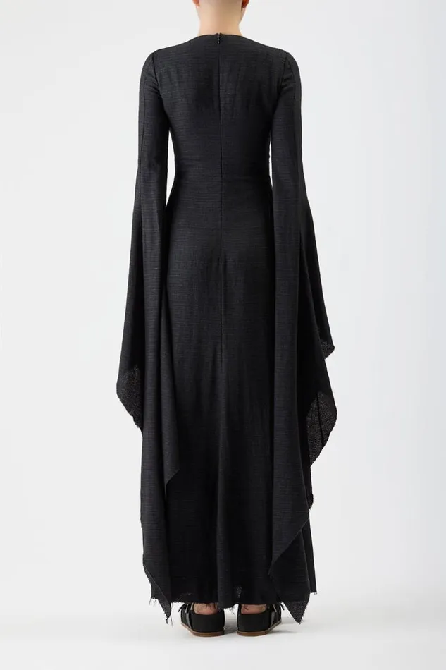 Gabriela Hearst Dresses Women Sigrud Draped Dress In Black Wool Silk Gauze