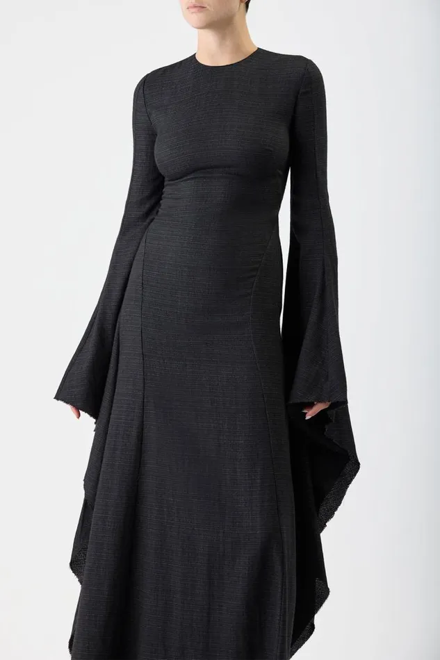 Gabriela Hearst Dresses Women Sigrud Draped Dress In Black Wool Silk Gauze