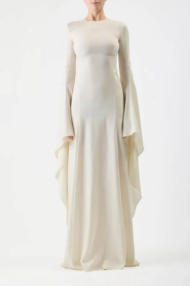 Gabriela Hearst Dresses Women Sigrud Draped Dress In Ivory Wool Silk Gauze