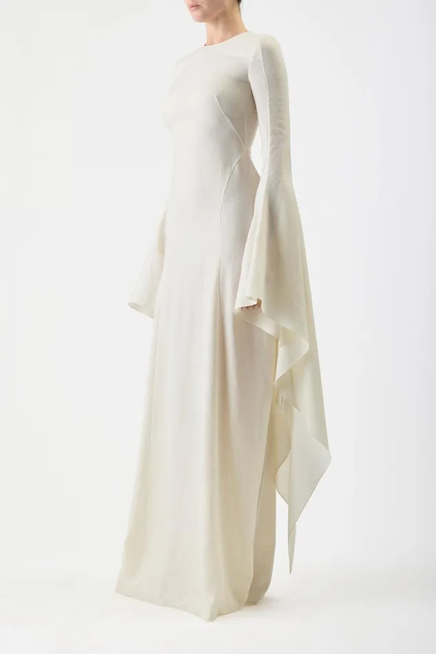 Gabriela Hearst Dresses Women Sigrud Draped Dress In Ivory Wool Silk Gauze