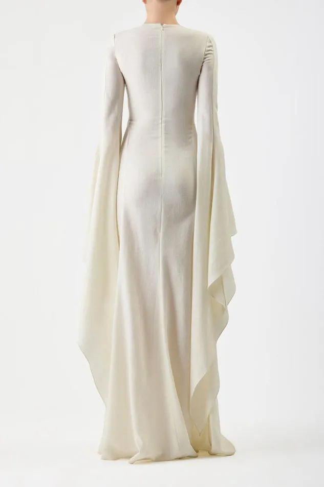 Gabriela Hearst Dresses Women Sigrud Draped Dress In Ivory Wool Silk Gauze