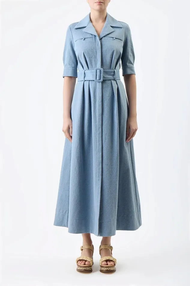 Gabriela Hearst Dresses Women Simone Shirtdress In Light Blue Upcycled Denim