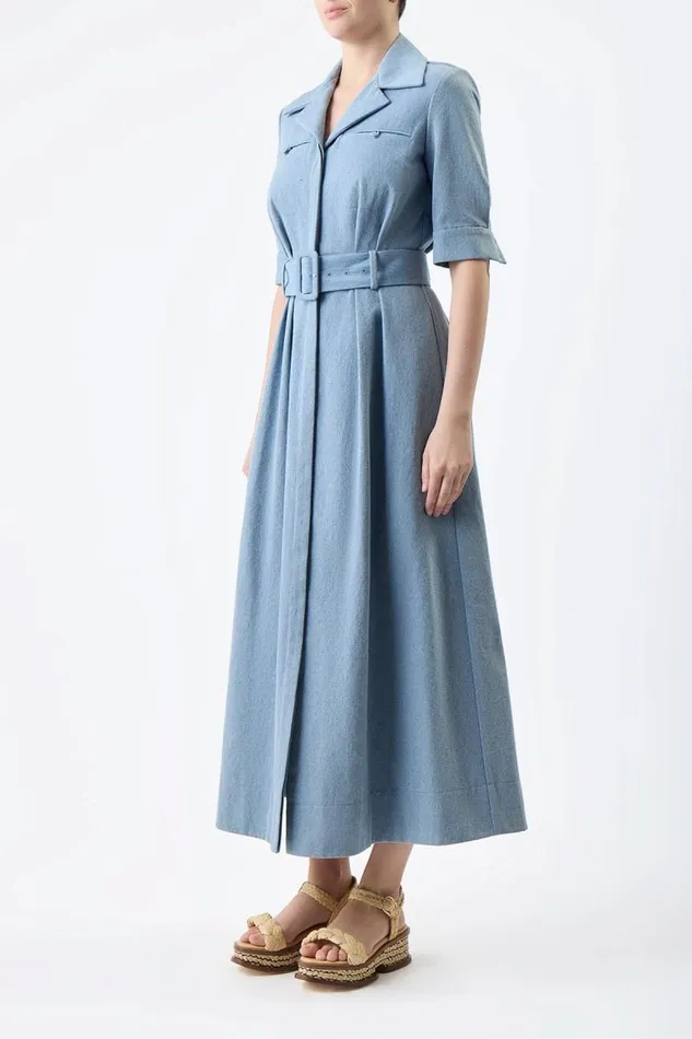 Gabriela Hearst Dresses Women Simone Shirtdress In Light Blue Upcycled Denim