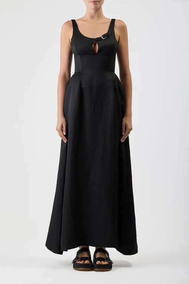 Gabriela Hearst Dresses Women Sven Dress In Black Silk Linen Satin