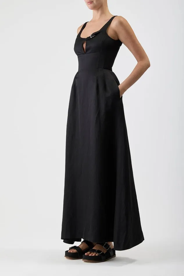 Gabriela Hearst Dresses Women Sven Dress In Black Silk Linen Satin