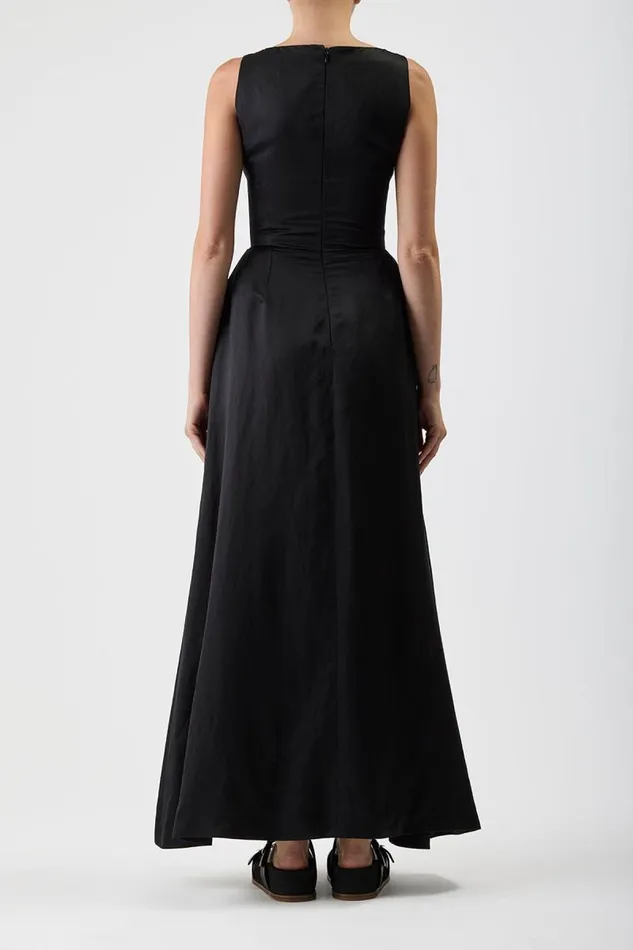 Gabriela Hearst Dresses Women Sven Dress In Black Silk Linen Satin