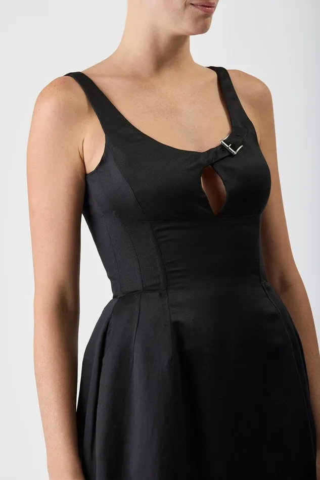 Gabriela Hearst Dresses Women Sven Dress In Black Silk Linen Satin