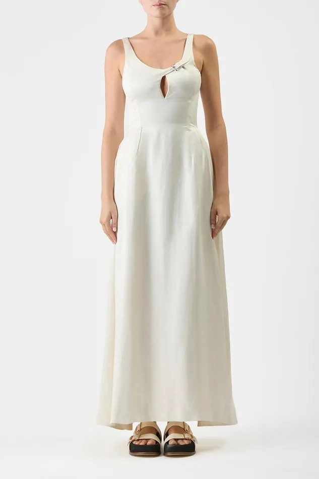 Gabriela Hearst Dresses Women Sven Dress In Ivory Silk Linen Satin