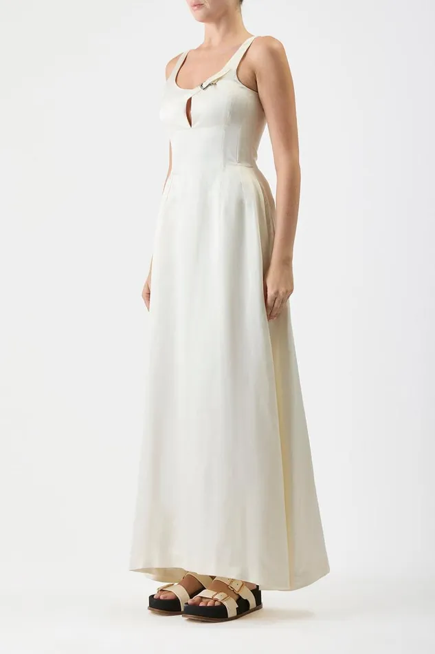 Gabriela Hearst Dresses Women Sven Dress In Ivory Silk Linen Satin