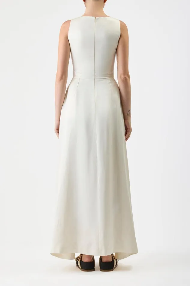 Gabriela Hearst Dresses Women Sven Dress In Ivory Silk Linen Satin