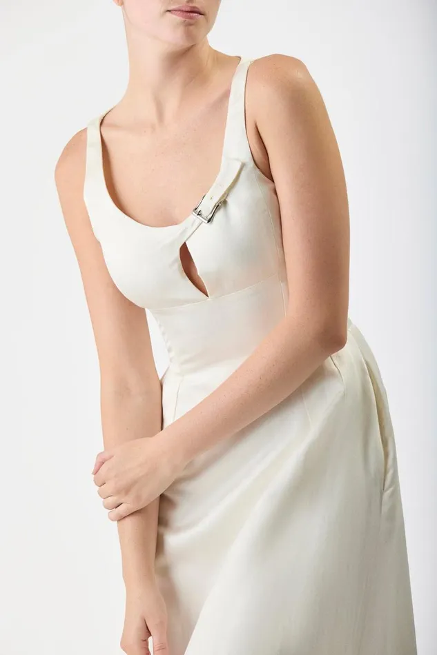 Gabriela Hearst Dresses Women Sven Dress In Ivory Silk Linen Satin