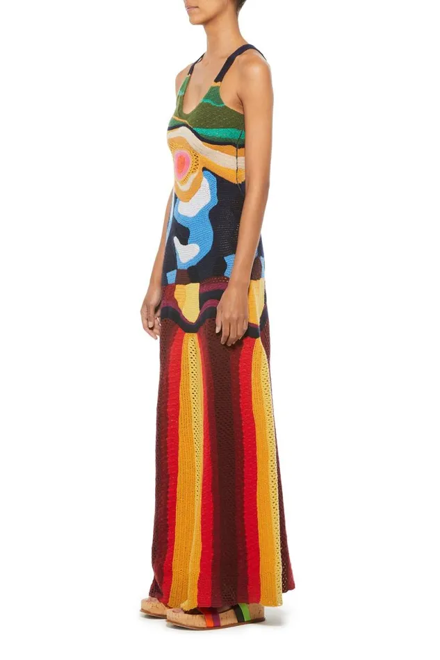 Gabriela Hearst Dresses Women Tamra Crochet Dress In Mineral Multi Cashmere