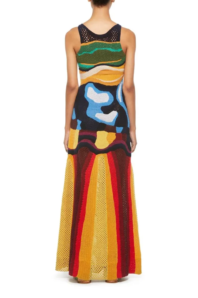 Gabriela Hearst Dresses Women Tamra Crochet Dress In Mineral Multi Cashmere
