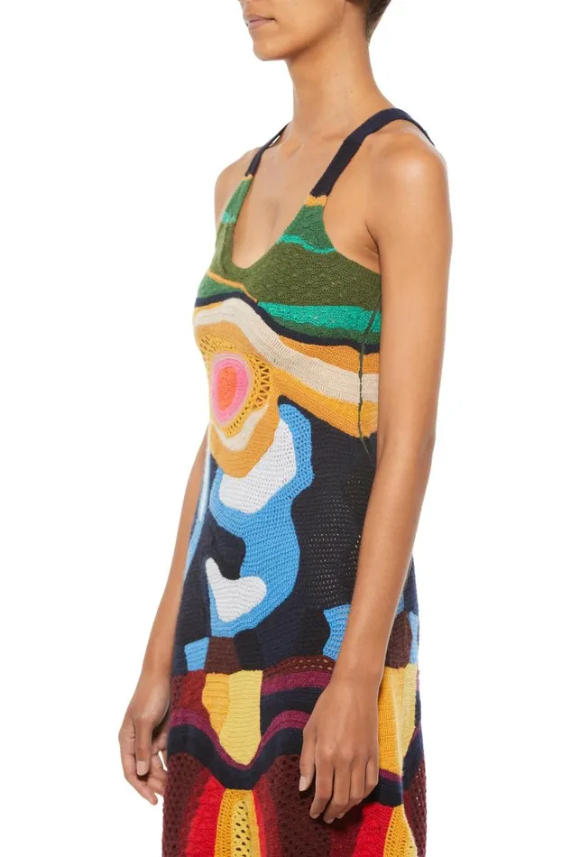 Gabriela Hearst Dresses Women Tamra Crochet Dress In Mineral Multi Cashmere