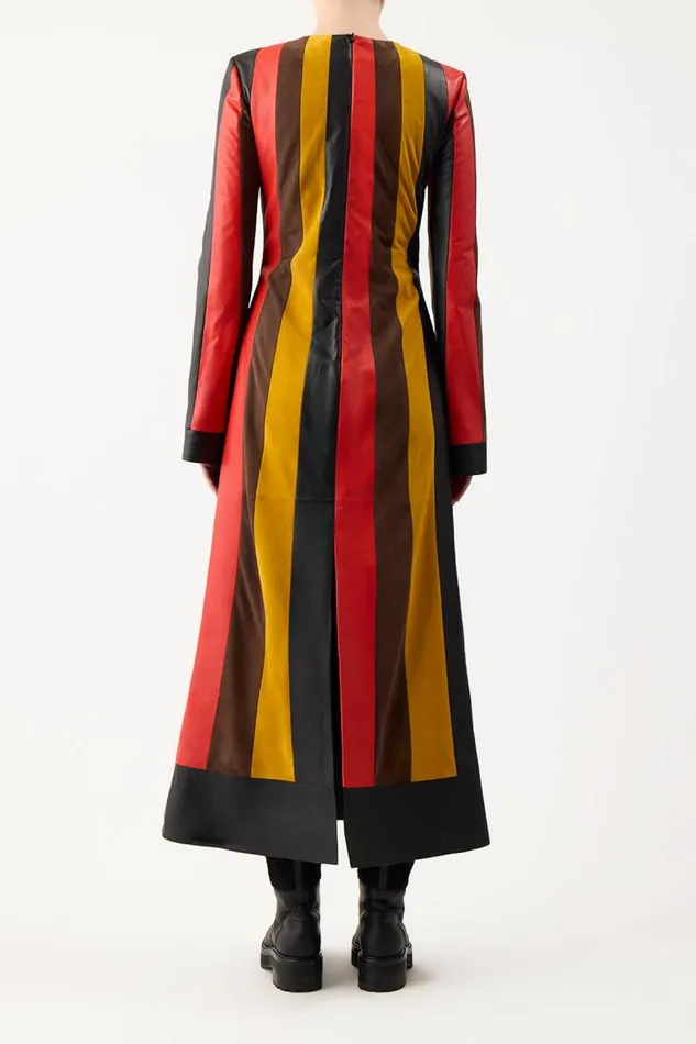 Gabriela Hearst Dresses Women Taylor Dress In Multi Striped Leather and Suede