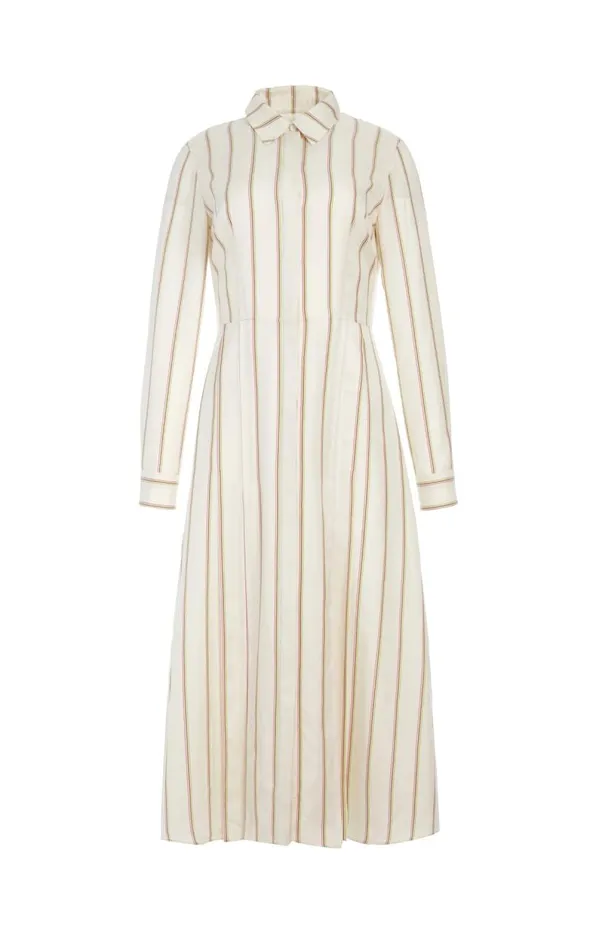 Gabriela Hearst Dresses Women Vanessa Shirtdress In Ivory Multi Stripe Wool Silk Gabriela Hearst Dresses Women Vanessa Shirtdress In Ivory Multi Stripe Wool Silk
