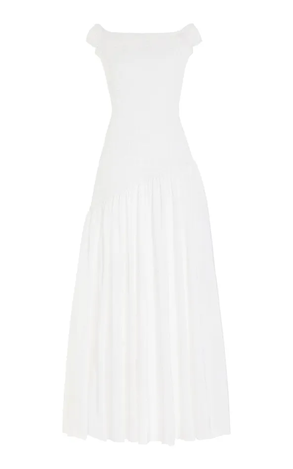 Gabriela Hearst Dresses Women Veloso Shirred Dress In Ivory Linen Silk Gauze