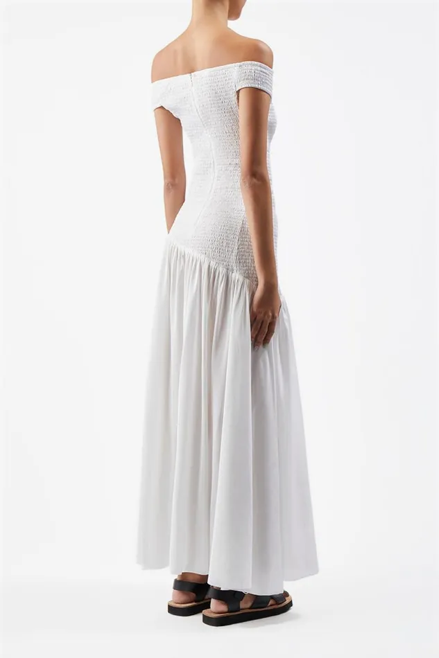Gabriela Hearst Dresses Women Veloso Shirred Dress In Ivory Linen Silk Gauze