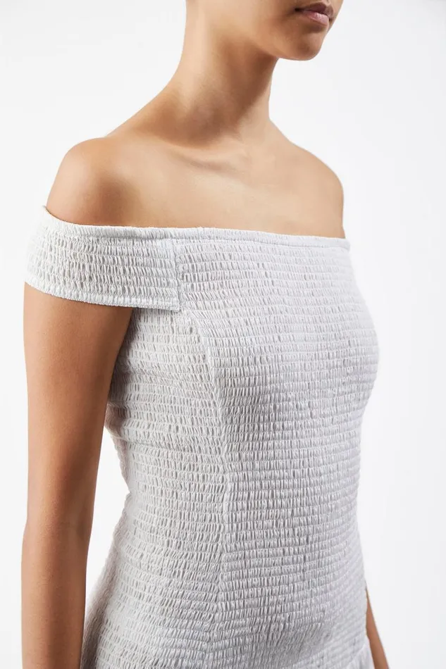 Gabriela Hearst Dresses Women Veloso Shirred Dress In Ivory Linen Silk Gauze