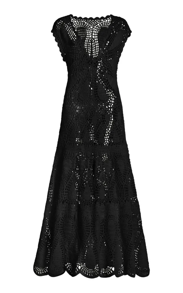 Gabriela Hearst Dresses Women Waldman Crochet Dress In Black Wool Cashmere