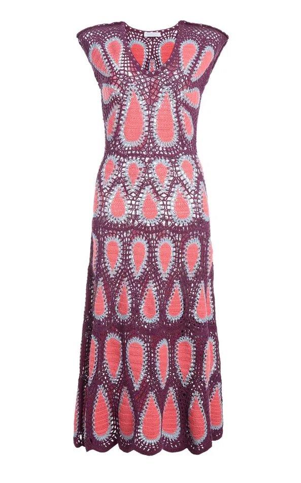 Gabriela Hearst Dresses Women Waldman Crochet Dress In Italian Plum Wool Cashmere Gabriela Hearst Dresses Women Waldman Crochet Dress In Italian Plum Wool Cashmere