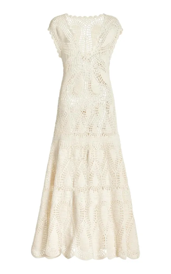 Gabriela Hearst Dresses Women Waldman Crochet Dress In Ivory Wool Cashmere