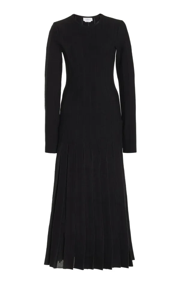 Gabriela Hearst Dresses Women Walsh Knit Pleated Dress In Black Wool