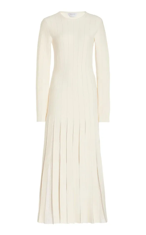 Gabriela Hearst Dresses Women Walsh Knit Pleated Dress In Ivory Wool