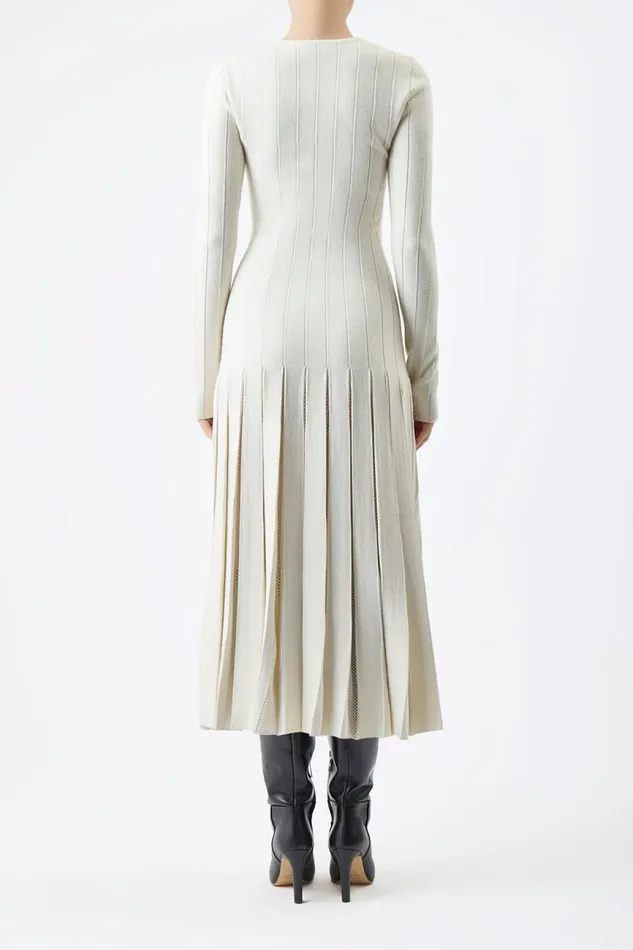 Gabriela Hearst Dresses Women Walsh Knit Pleated Dress In Ivory Wool